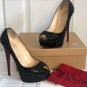 Christian Louboutin Lady Peep Spikes 150 Patent